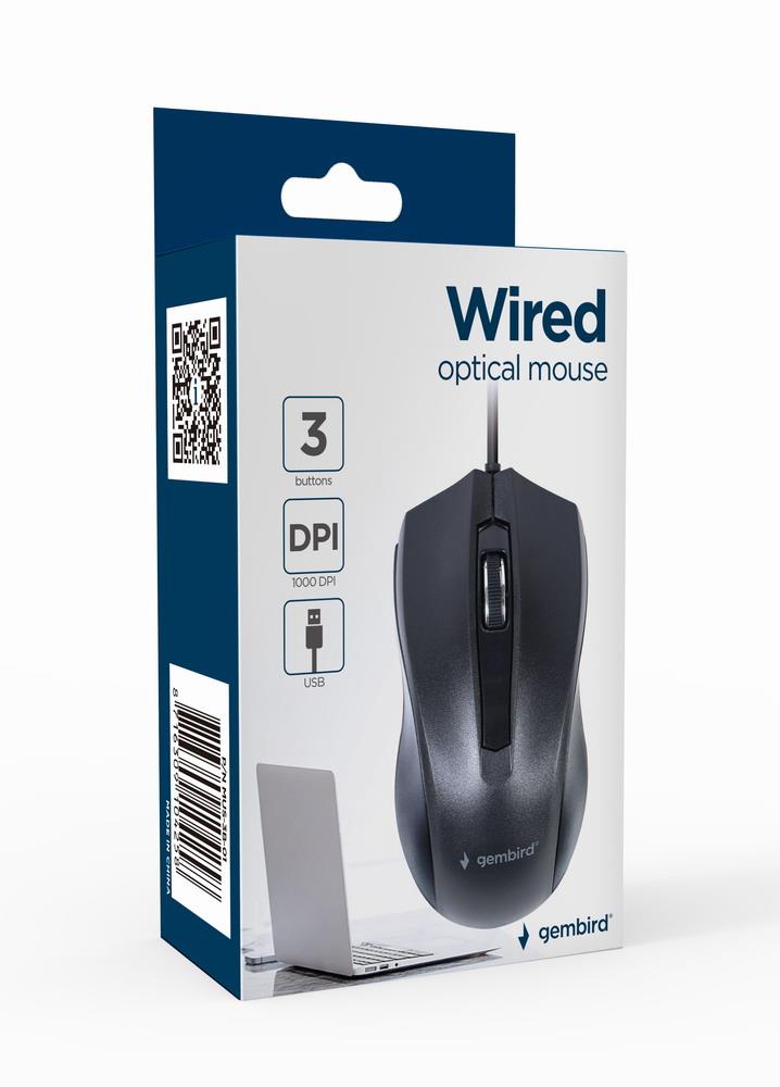 Gembird Mouse Usb Optical Black Mus-3B-01
