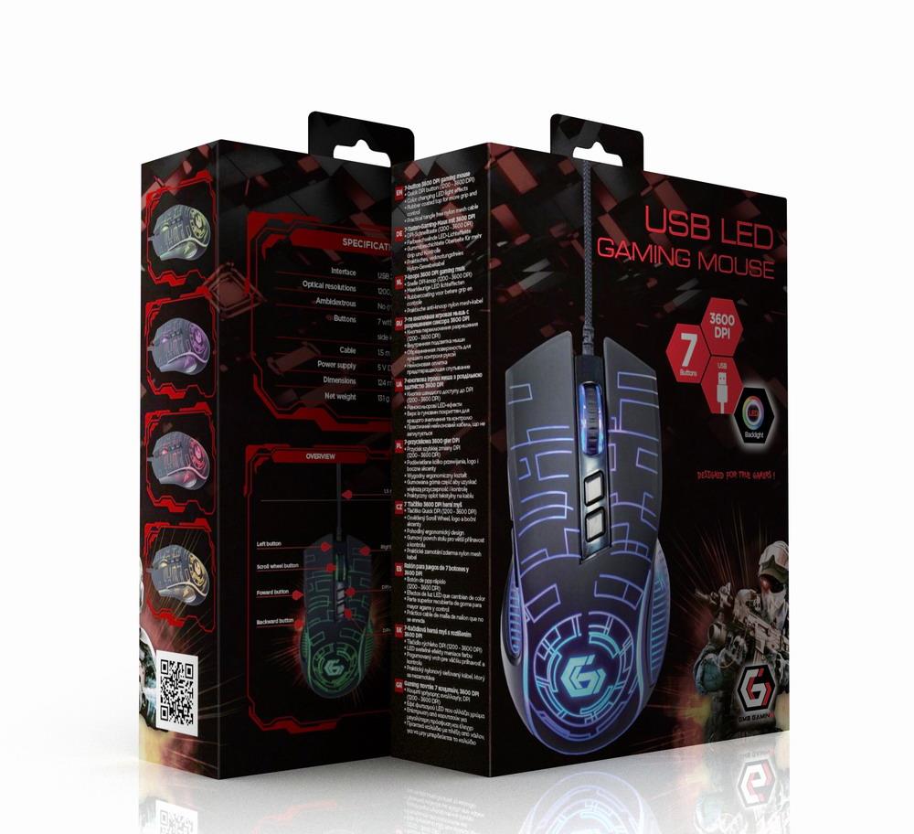 Gembird Mouse Usb Optical Gaming Black Musg-Rgb-01