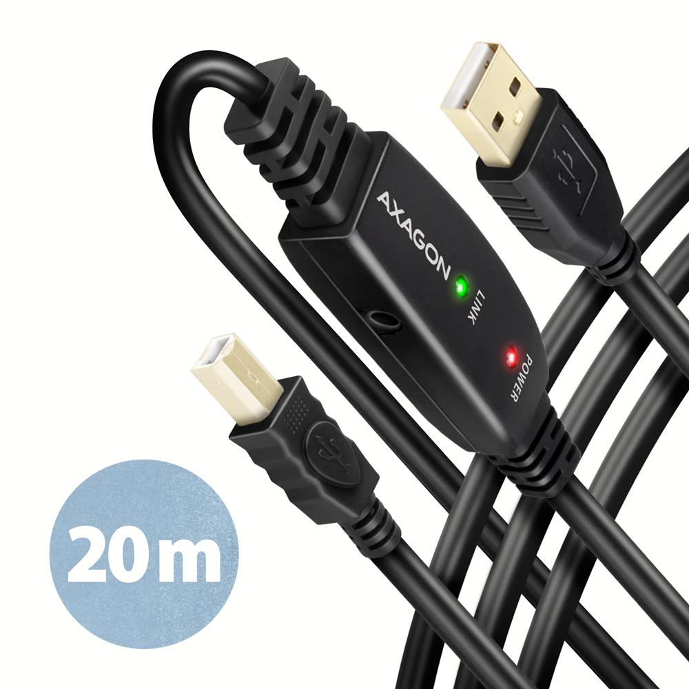 Axagon Cable Usb2.0 A-M B-M Active 20M Adr-220B