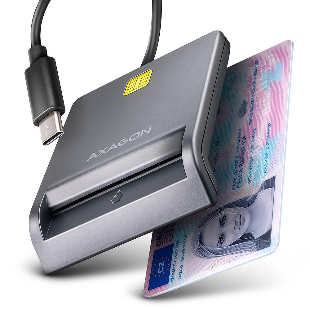 Axagon Card Reader Flat Smartcard Id Usb-C 1.3M Cre-Sm3Tc