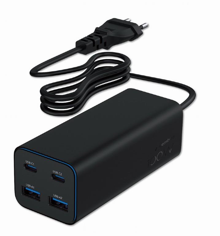 Gembird Charger Usb Universal 4P 100W Ta-Uc-2A2C-Pd100-01-Bk