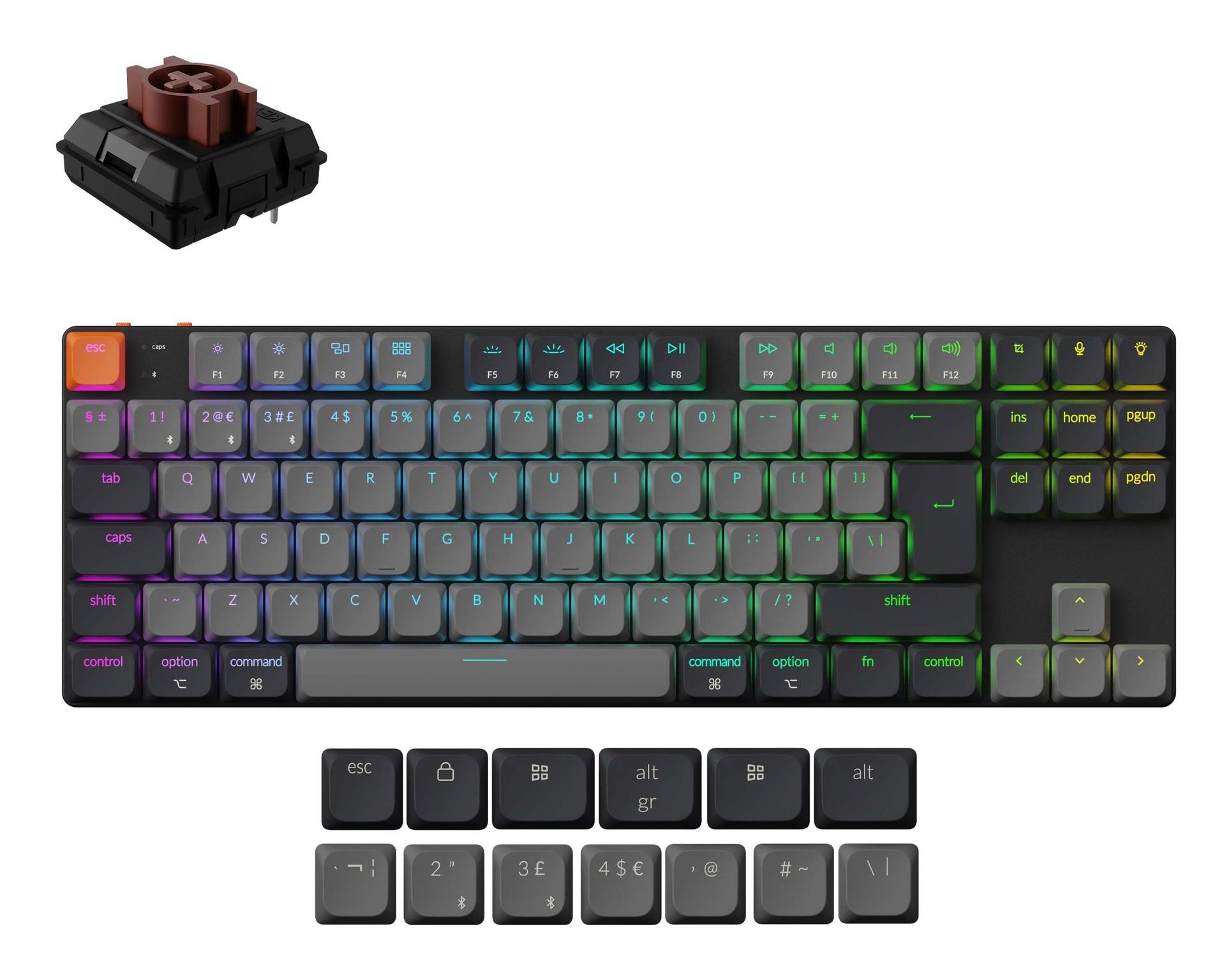 Keychron Keyboard Wrl K1 Rgb Black K1X-H3