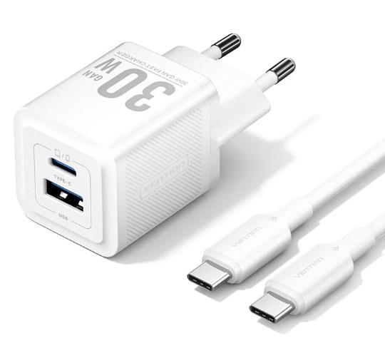 Vention Mobile Charger Wall Usb +Cable 30W 2P Tz-Feqw0-Eu-01