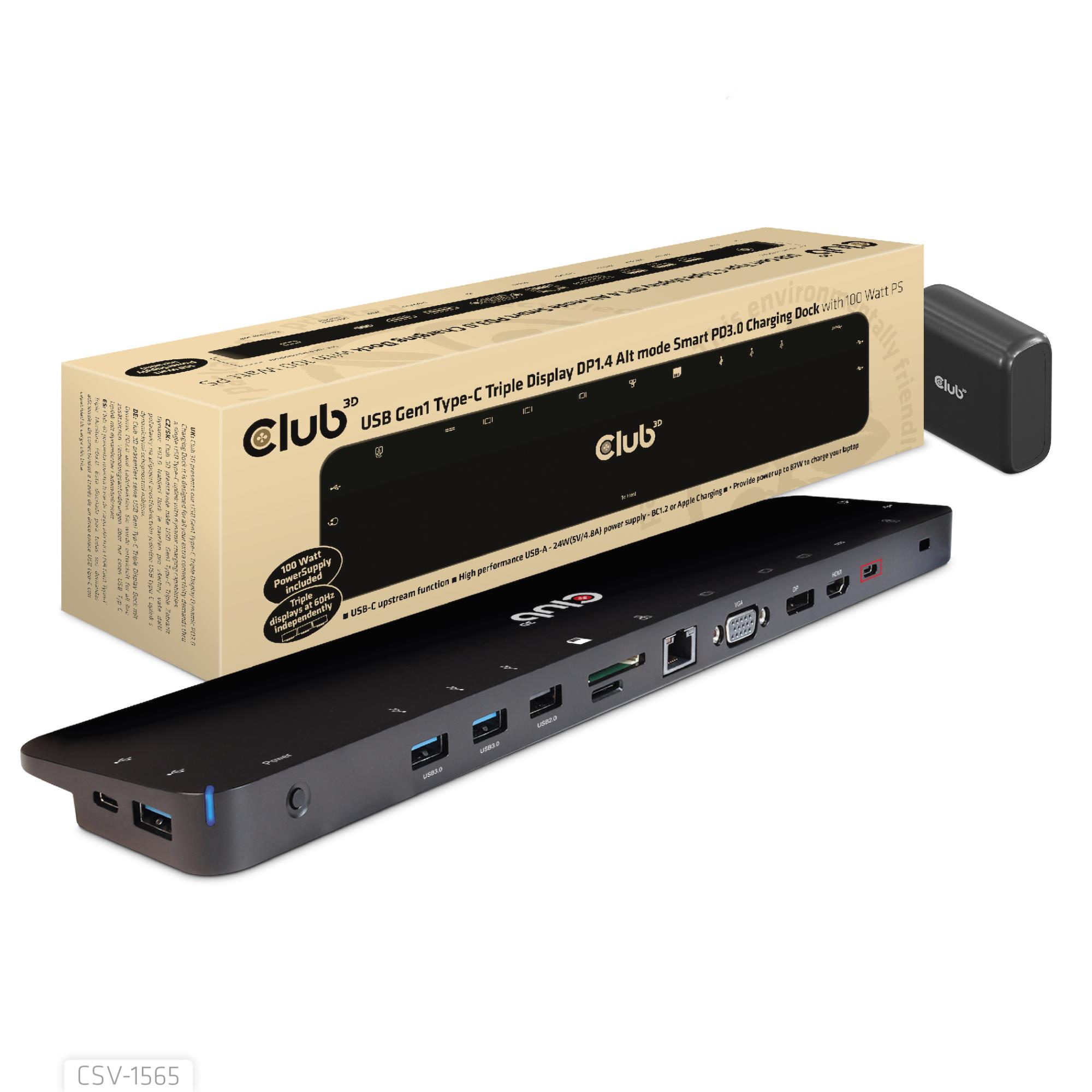 Club3D Nb Acc Docking Station Usb-C 100W Csv-1565