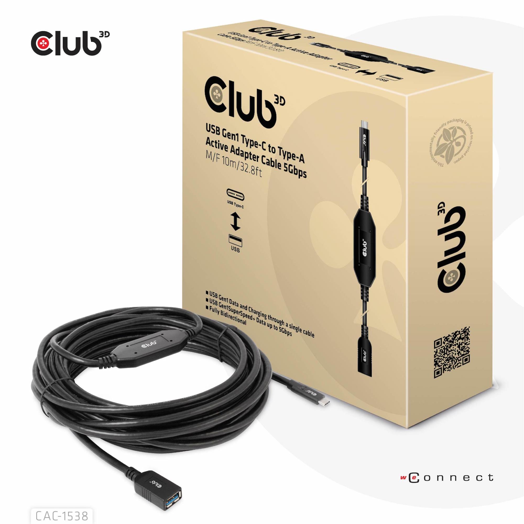 Club3D Cable Usb-C To Usb 10M F Cac-1538