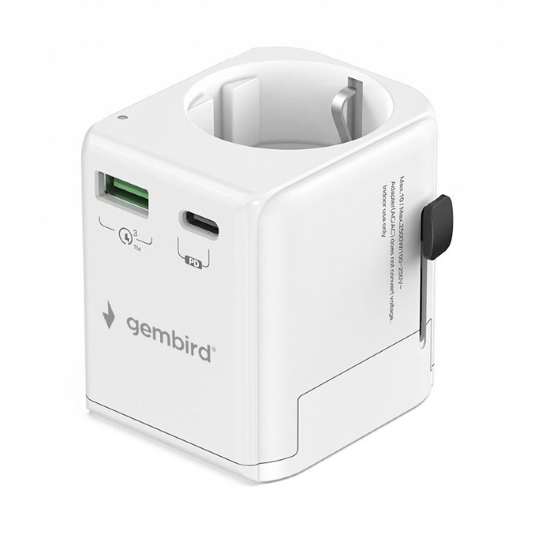 Gembird Power Adapter Grounded 20W Wht Tpa-Eu1A1C20-01-W