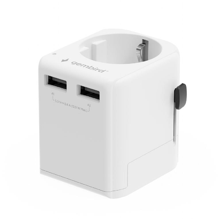 Gembird Power Adapter Eu To Univ. 12W Wht Tpa-Eu2A12-01-W