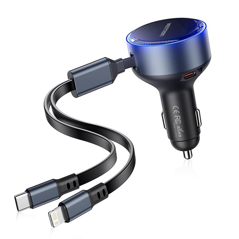 Vention Mobile Charger Car Usb 3P Black Ffob0