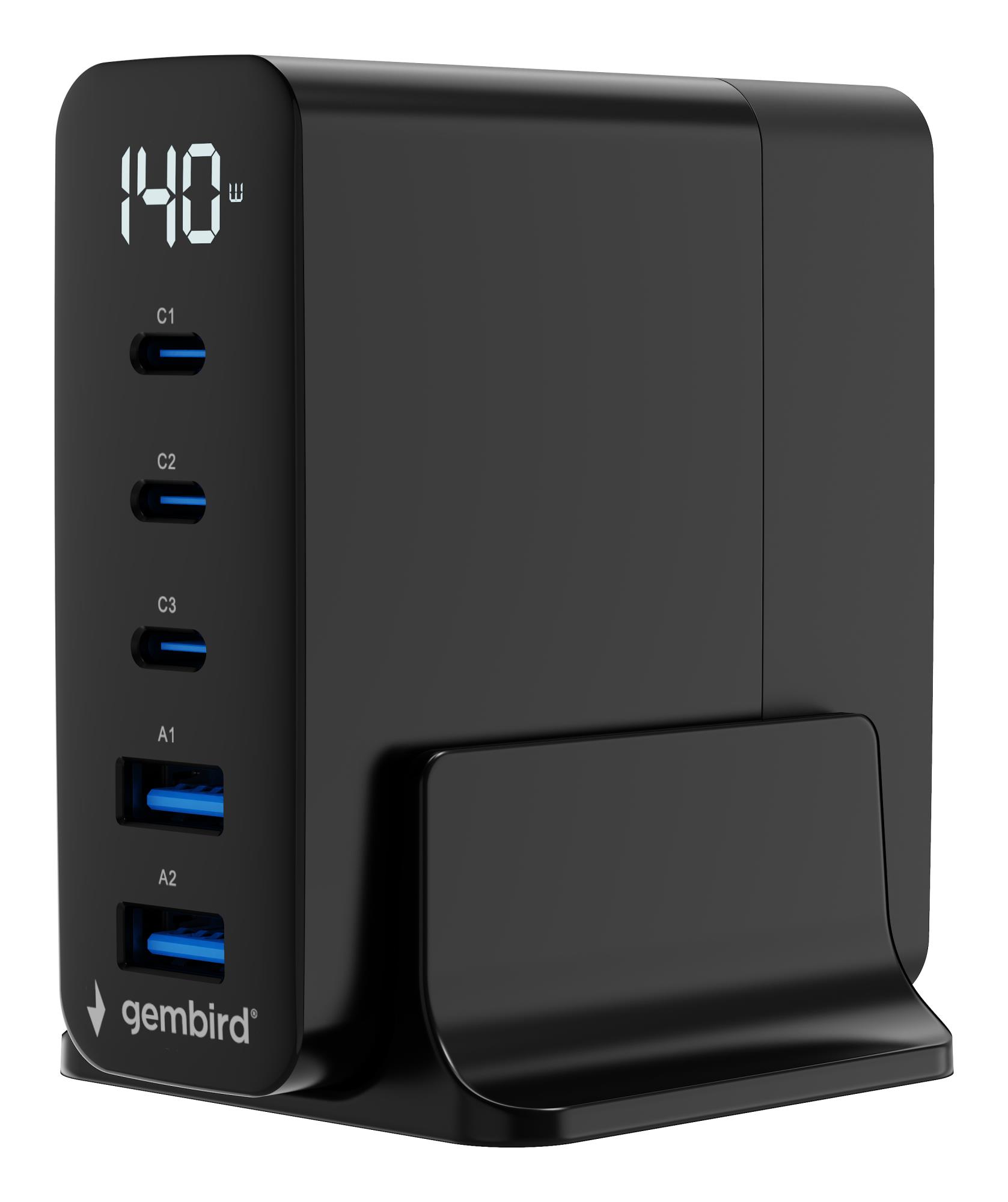Gembird Charger Usb Universal 4P 140W Ta-Uc-2A3C-Pd140-01-Bk